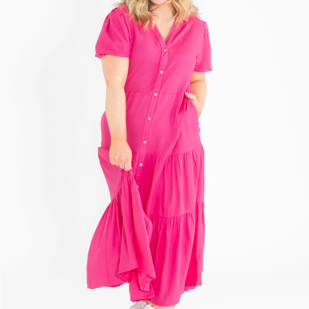 Elan Pink Tiered Maxi Dress by Inherit Co.